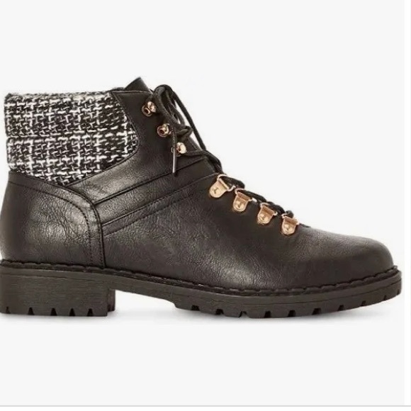 Just Fab Rayln Black Combat Boots - Picture 1 of 6